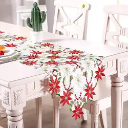 Embroidery Flower Table Runner Tablecloth Hollow  Placemat Christmas Birthday Hotel Wedding Party Kitchen Supplies Decoration