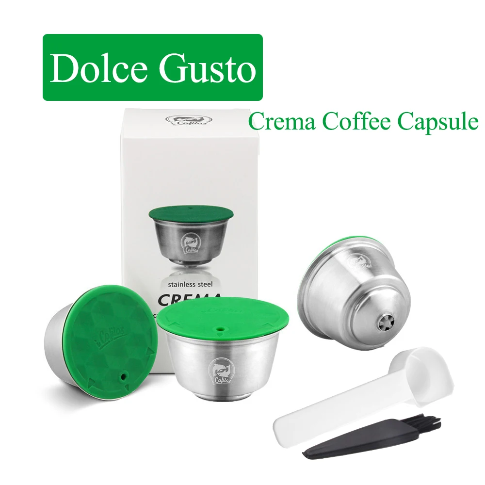 iCafilas Refillable Stainless Steel Nescafe Capsula Reutilizavel Dolce Gusto Capsule Dolci Gusto Reusable Coffee Filters Spoon