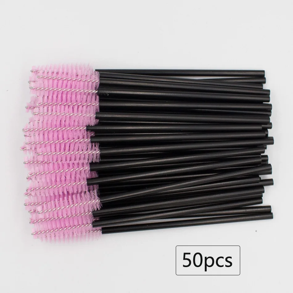 50Pcs Nylon Одноразовая щетка для ресниц 25/50 шт кисти для макияжа тушь палочки Аппликатор для ресниц удлинитель ресниц Косметическая кисть инструмент для макияжа - Цвет: 50Pcs Nylon