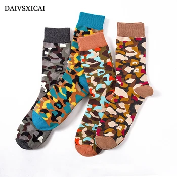 

2Pairs/lot=4pieces Fashion Men Happy Socks Personality Long Tube Camouflage Socks Cotton Man High Quality Socks Male