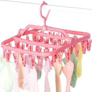 

Square Foldable 26 Clip Drying Rack Multi-Function Outdoor Sun Socks Underwear Clips Hooks Type Balcony Windbreaker Clip
