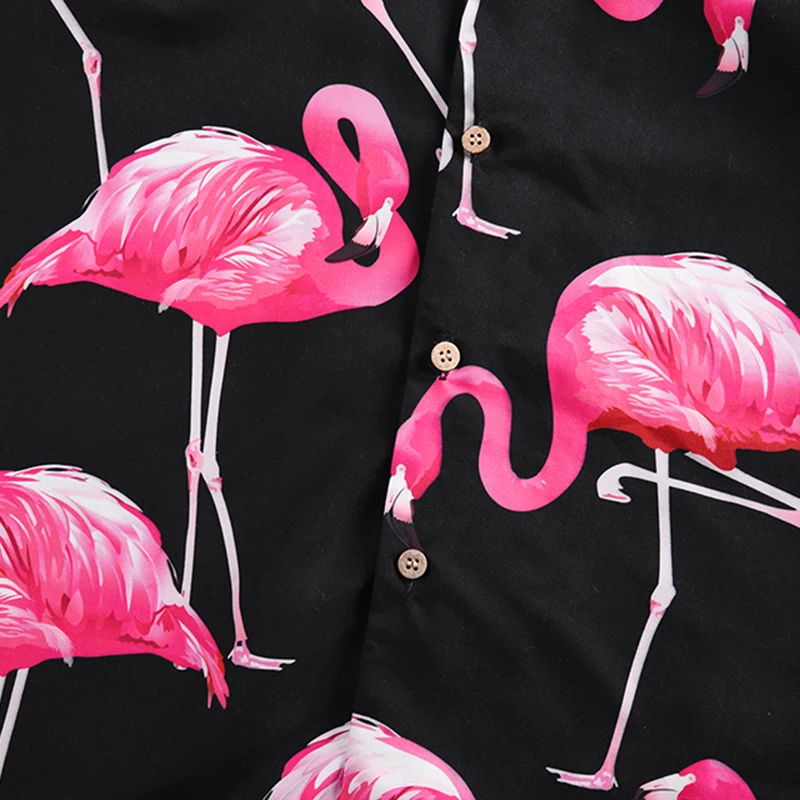 April MOMO Crane полная печать уличная мода Мужская рубашка с коротким рукавом летние винтажные рубашки с отложным воротником для мужчин