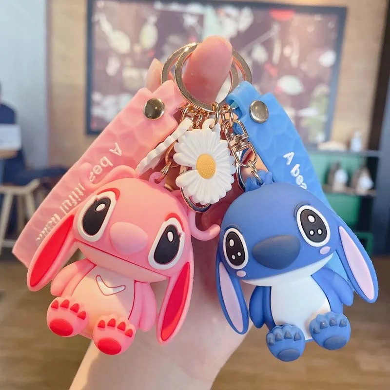 Disney Lilo & Stitch Couples Keychains Cute Cartoon Baby Boy Girl