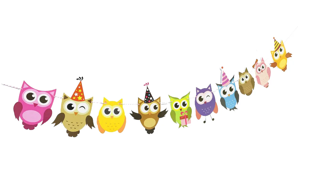 owl DIY Флаги с днем рождения баннеры Вымпел бумага с Фламинго Детские флажки для душа Свадьба День Рождения украшения Поставки гирлянды - Цвет: owl