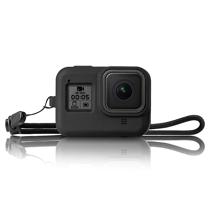 Защитный силиконовый чехол s+ ремешок для GoPro Hero 8, черные аксессуары, мягкая резиновая рамка, защитный чехол для Go Pro - Colour: Black Color