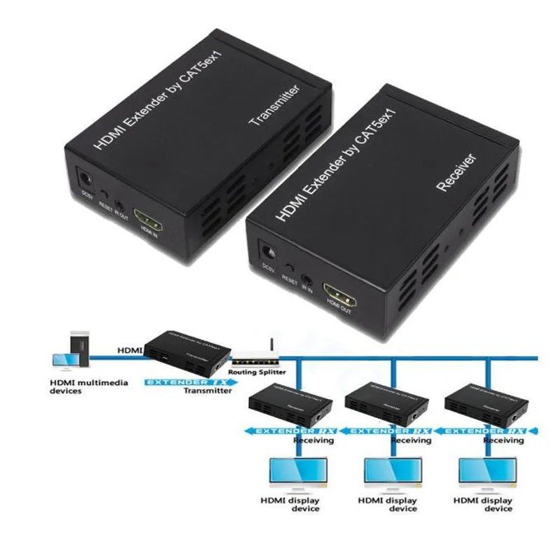 100 м HDMI удлинитель 1080p HDMI передатчик приемник через один Cat 5e/6 RJ45 Ethernet конвертер TCP/IP HDCP IR Pass Back US EU штекер