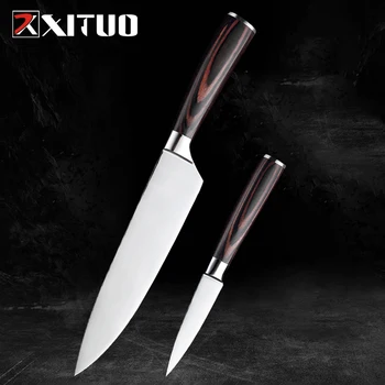 

XITUO Sharp 8"+3.5"inch kitchen knife set paring peeling utility cleaver Vegetable Chef knife 7CR17Mov Stainless steel Filleting