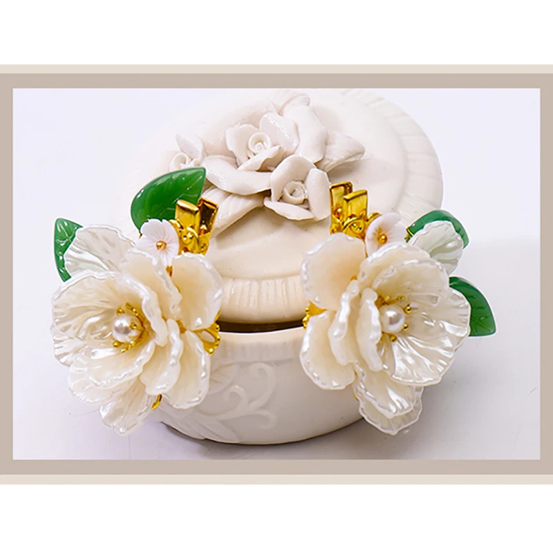 Ручная работа, резина, белая Камелия, заколка для волос, китайские винтажные аксессуары для волос для женщин и девушек