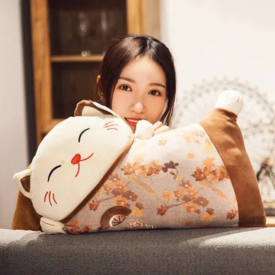 C Японский стиль lucky cat Подушка двойного назначения диванная подушка под спину офисный ремень безопасности поясная подушка Автомобильная подушка под поясницу - Цвет: C