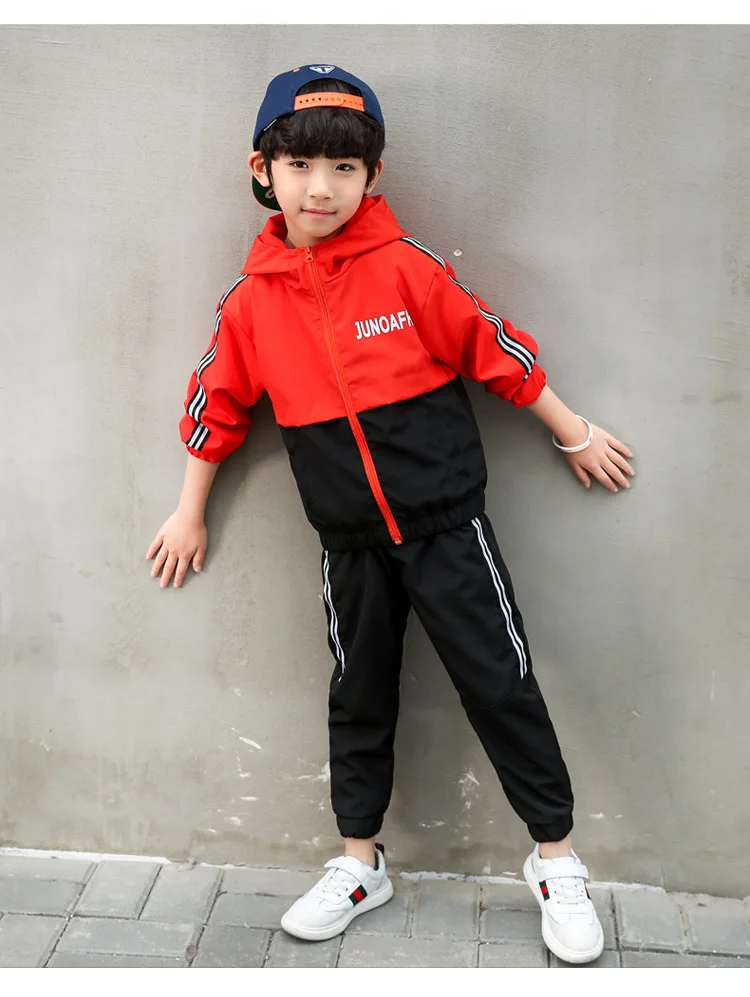spring Boys School Uniform Jackets Windbreaker Jacket+ Pants Children sports Suit Coat Kids Tracksuits clothes For 3-14T