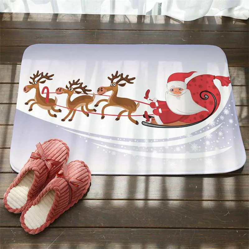 Рождество Санта Клаус Противоскользящий коврик для пола фланелевый ковер прочный Рождественское украшение для дома Снеговик елка Рождественская елка печать коврик