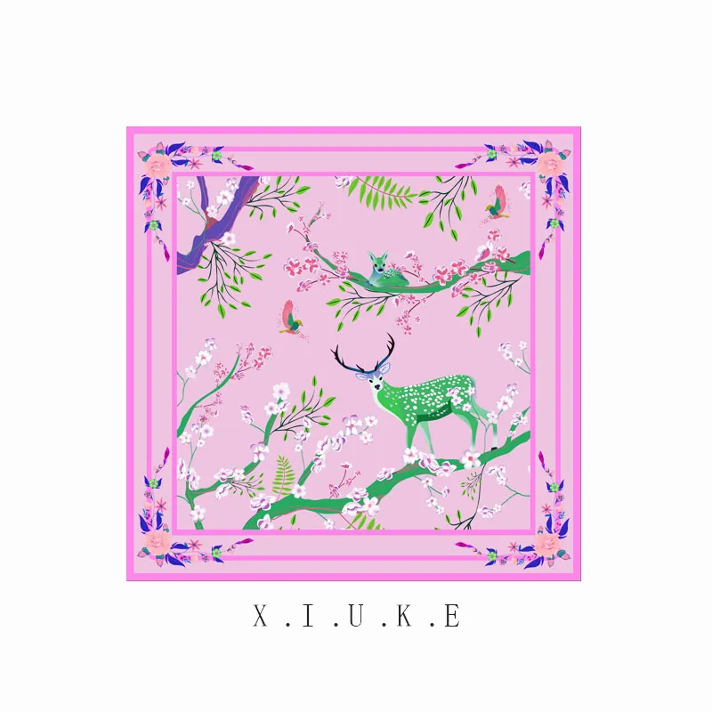 [XiuKe] шарфы, осень, Новое поступление, шелковый квадратный шарф, модная Женская Роскошная шаль, шарф для волос, бренд