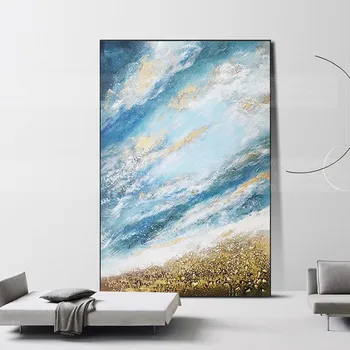 

Abstract wall art canvas paintings blue decoration picture for living room home hallway wall decor acrylic quadro