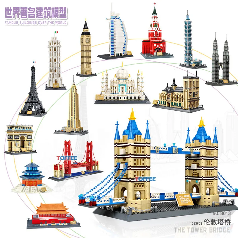 

Wange Toys Technic Legoeds City Architecture Taj Mahal London Paris Town Bridge Building Blocks Children Bricks Toys Gifts