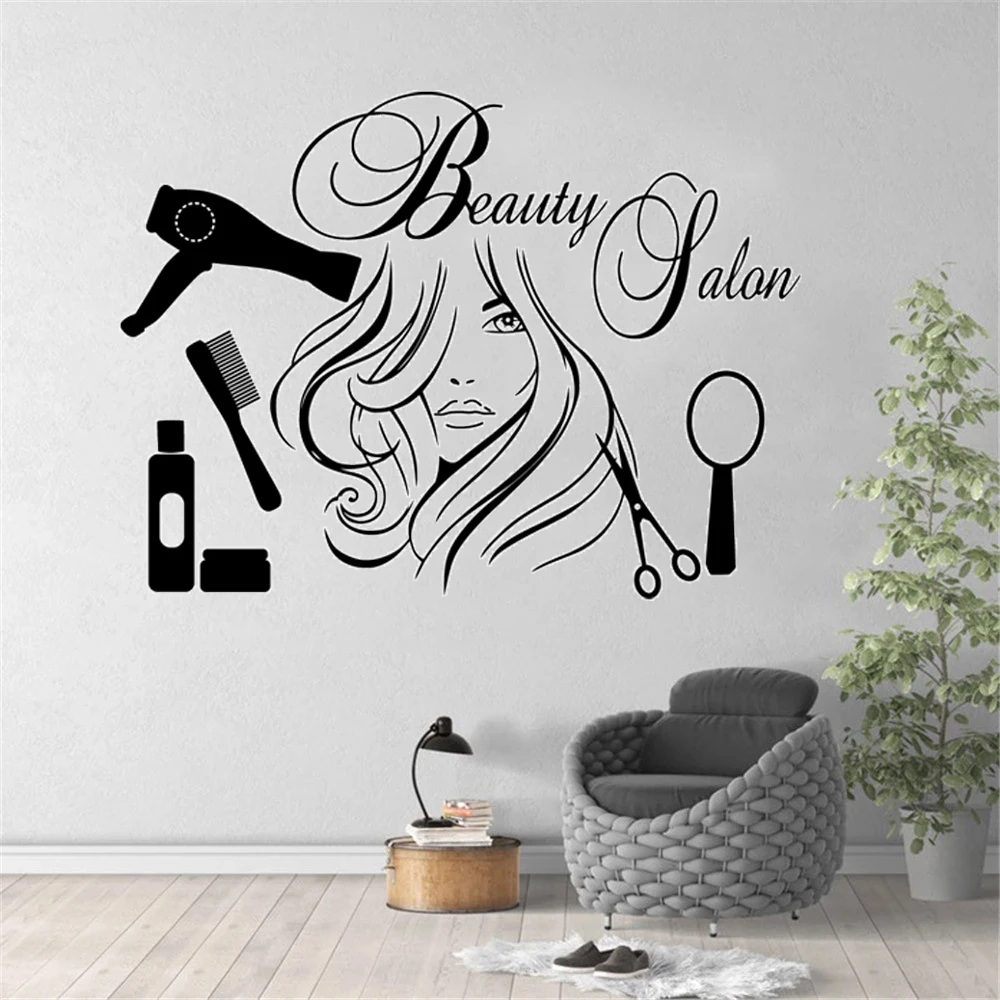 Hair Salon Wall Decals Beauty Salon Sex Girl Haircut Posters Vinyl Stickers Windows Livingroom