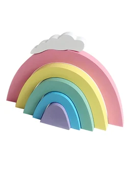 

Home Decoration Rainbow Stacking Wooden Blocks Game Learning Toy Geometry Building Blocks Educational Toys For Kids Baby Toddler
