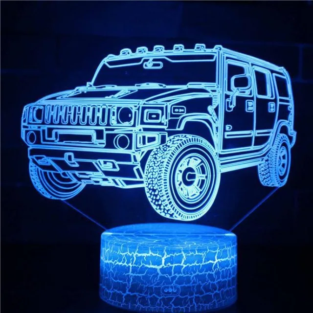 3D Светодиодная лампа с трещинами формула Гоночного Автомобиля Ferrari BMW 7 цветов