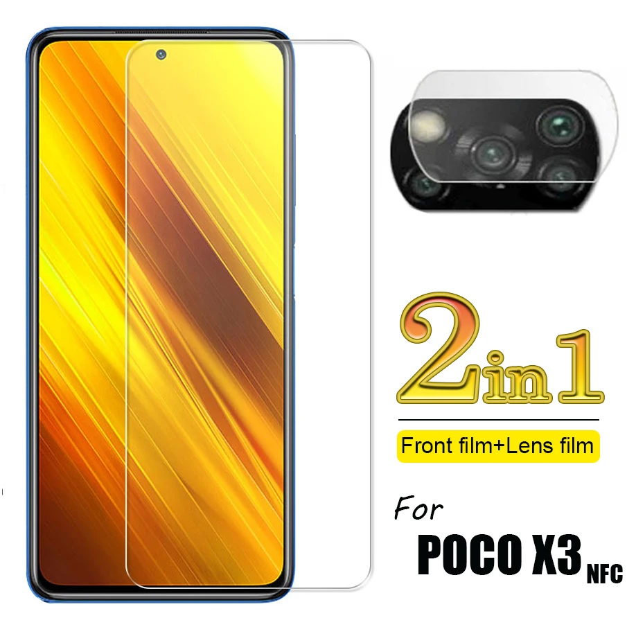2-in-1 Glass for Poco X3 Front Screen & Camera Lens Tempered Glass Screen Protectors for Xiaomi Poco X3 NFC Screen Protector afbeelding