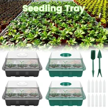 

4pcs 12 Holes Nursery Box Seedling Trays Germination Box Garden Nursery Pots Seedling Starter Garden Greenhouse Plant Seed Tray