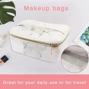 

Marble Makeup Bag Portable Travel Cosmetic Bag Organizer Multifunction Case with Gold Zipper Toiletry Bag for Woman Storage