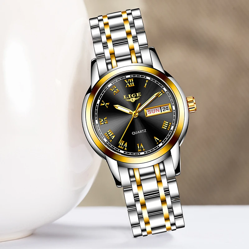 

LIGE 2020LIGE Women Watches New Fashion Watch Ladies Watch Top Luxury Brand Quartz Clock Gold Wrist WatchGift For Women Reloj Mu