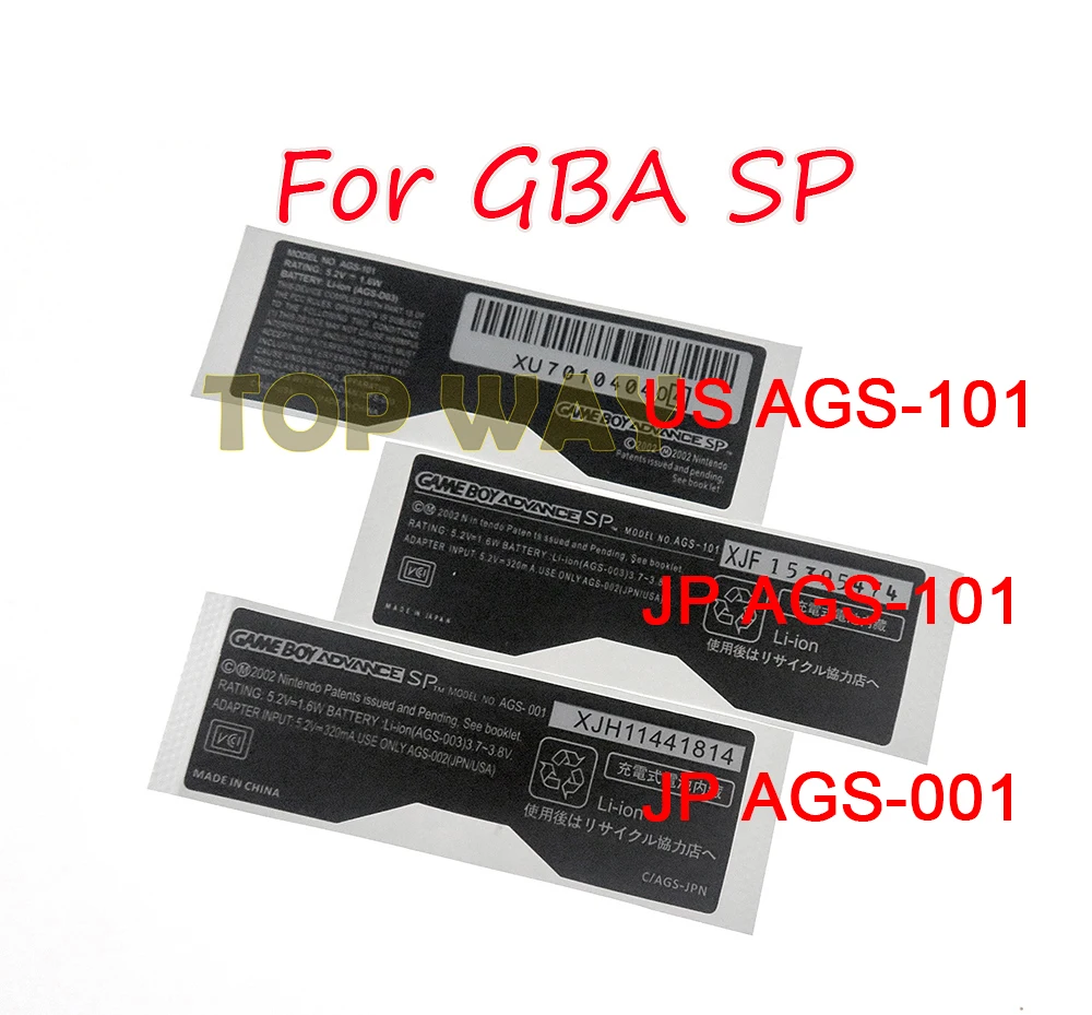 Per Gameboy Gba Sp Console Posteriore Tag Per Nintendo Game Boy Sp Etichetta Adesiva Us Jp Ags-101 Ags-001 2 Pz/Lotto