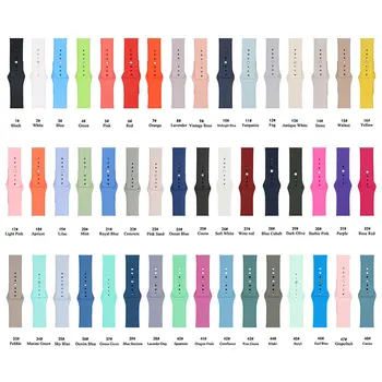 

48 Colors Silicone Straps 44mm 42mm Watchband Bracelet Bands for Apple Watch Series 5 4 3 2 1 X7 X6 T55 T500 W98 Sport Strap