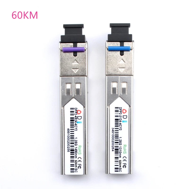SC SFP Fiber optic module 1.25G SC 20/40/60/80/100KM 1310/1490/1550nm Single Fiber SFP Optical compatible with Mikrotik Cisco