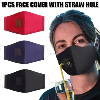 

Adults Cotton Face Protective with Hole for Straw Reusable Drinking Shield Dust Proof Adjustable Elastic Earloops Promotion