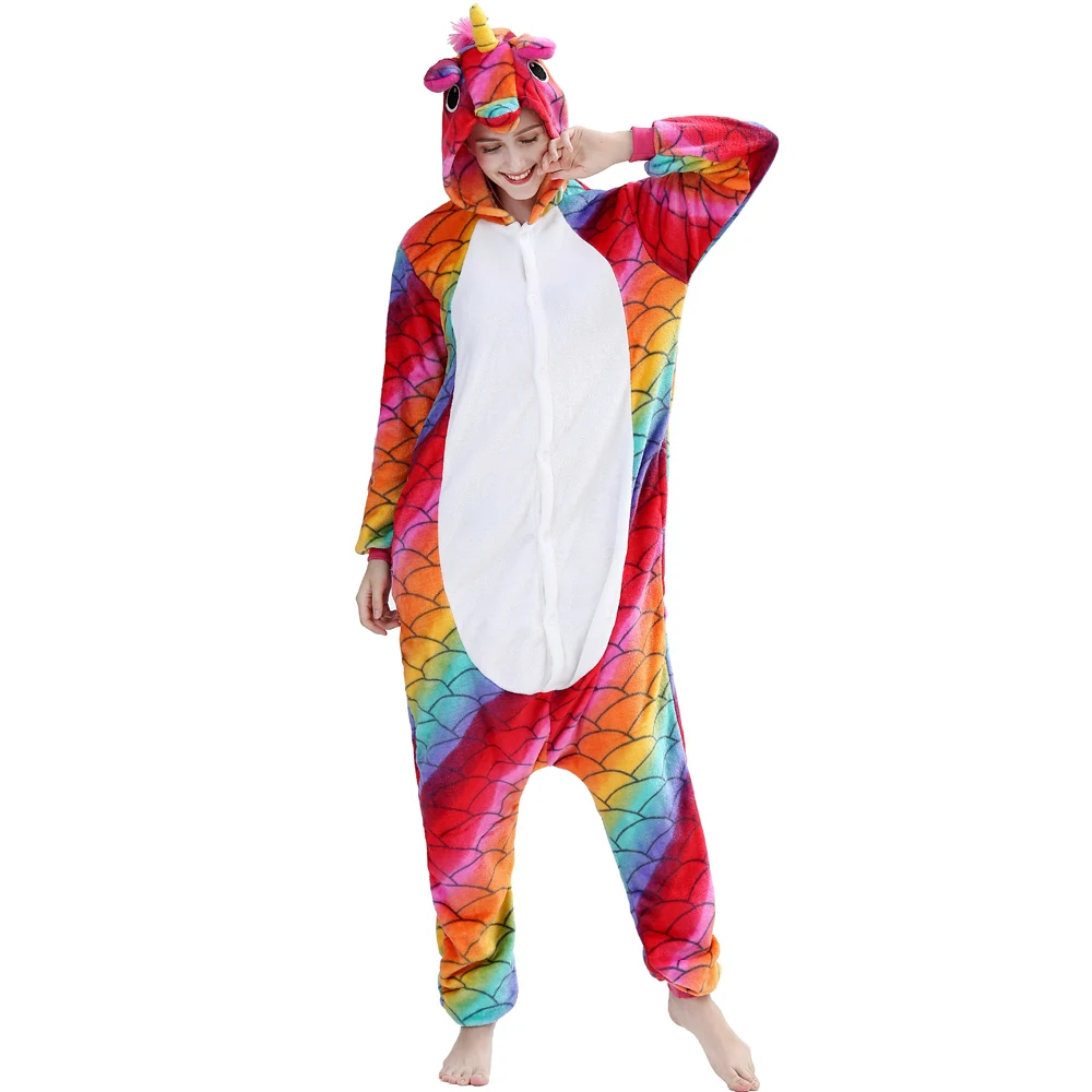 Пижама с единорогом, Женская Фланелевая пижама, домашняя одежда, Kigurumi, Ститч, панда, Тоторо, Мультяшные животные, пижамные комплекты, Пижама для взрослых