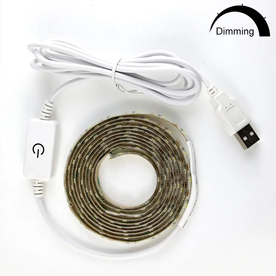 

DC5V Touch dimming LED Strip light 1M 2M 3M 4M 5M 50CM Dimmable LED Wardrobe Cabinet lamp Tape Closet Kitchen Outdoor Garden D4