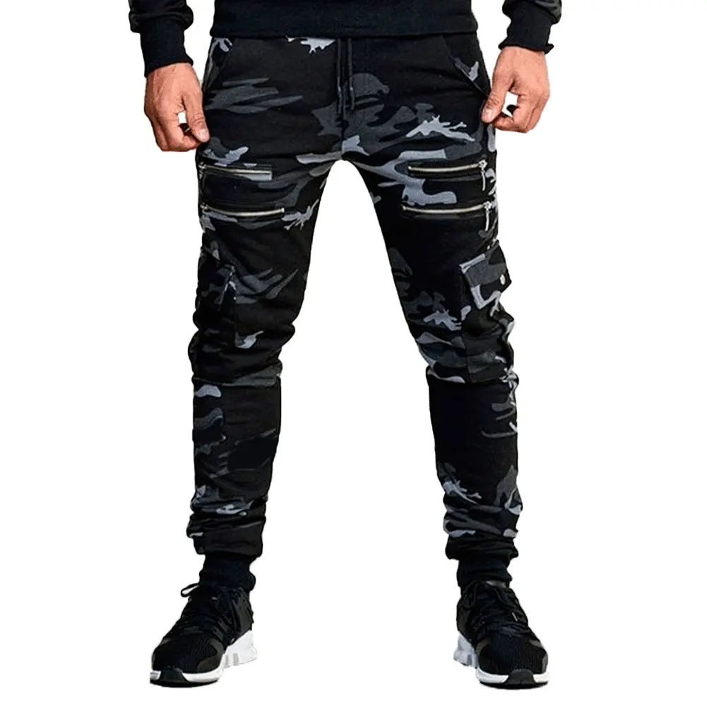 

New Arrival Men’ s Trousers Camouflage Print High Waist Sports Pants Leggings For Boys, Green/Light Gray/Dark Gray