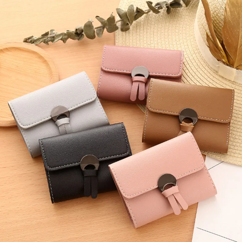 

Modern Simple Fashion PU Leather Trifold Coin Pocket 2019 New Change Purse for Cards Coin Bag Business Card Holders Female Purse