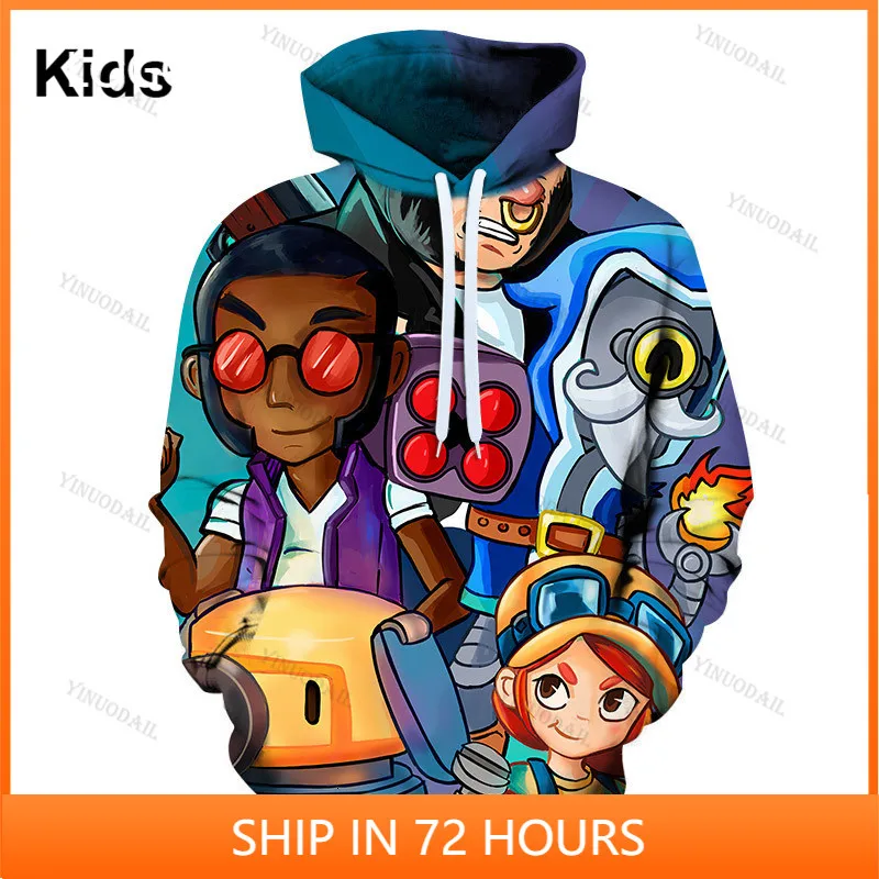 

Crow Shooter Kids Hoodie Leon Shooting Game Spike 3D Print Sweatshirt Tops Boys Girls Brawling Cartoon Star Tops Teen Clothes