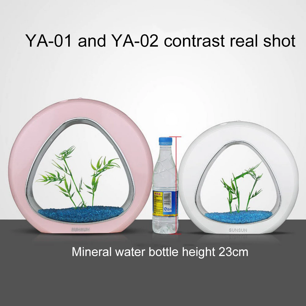 

Mini Acrylic Nano Table Top Ecology Fish Tank Integration Filter LED Light for Beta Fish Office Desktop Aquarium 110V-240V