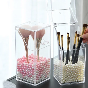 

1Pc Makeup Brush Bucket Dustproof Acrylic Eyebrow Pencil Storage Rack Trasparent Box