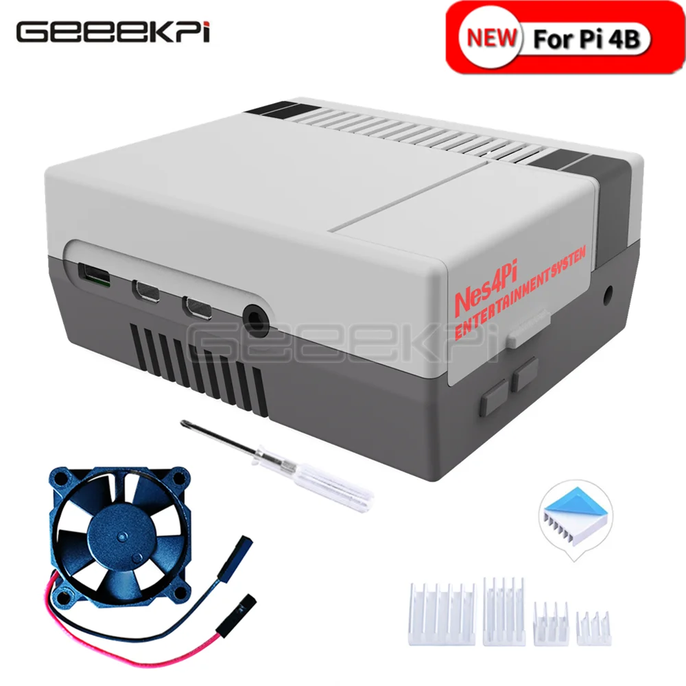 Чехол GeeekPi NES4Pi NES набор ABS функциональный охлаждающий вентилятор радиаторы отвертки только для Raspberry Pi 4 B или