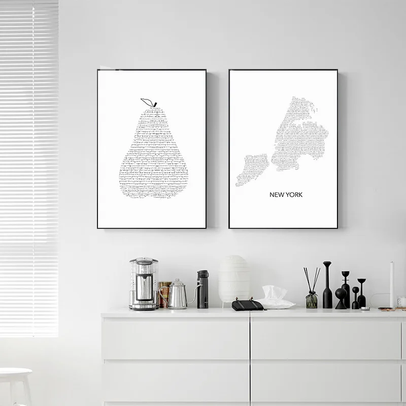 

Fruit Pineapple Decorative Painting Simple Line Fruit Pattern HD Definition Mural Modern Oil Painting Printing Hanging Painting