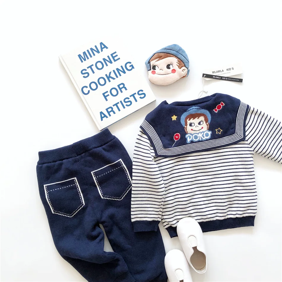 Tonytaobaby/Новинка; зимний детский костюм для мальчиков и девочек с милым рисунком в морском стиле; костюм для мальчиков и девочек - Цвет: boy