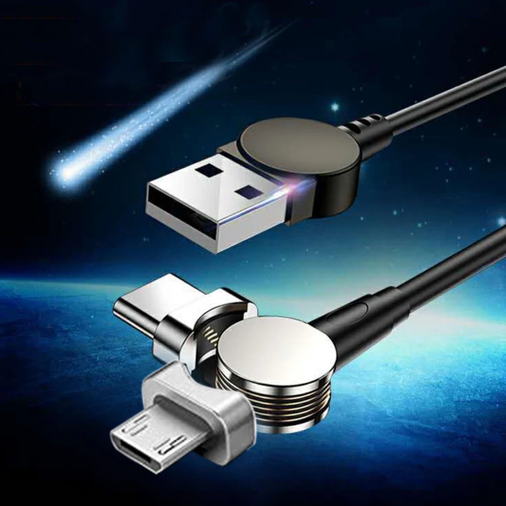 Магнитные USB кабели Плетеный Тип C линия передачи данных локоть Универсальный 180 градусов мобильный телефон микро Вращающийся адаптер быстрой зарядки