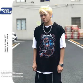 

Casual Men Women Hooded Tank Tops Quick Dry Cartoons Printed Vest Bodybuilding Sport Training Vest Sleeveless Undershirt Casual