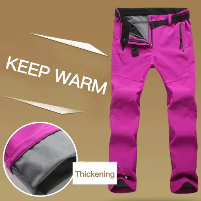 Skup Mężczyźni kobiety wiatroszczelne spodnie narciarskie zimowe ciepłe polary piesze wycieczki Softshell wąż wspinaczka Camping spodnie narciarskie