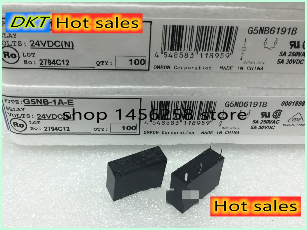 Freies Verschiffen 10 Teile/los DC 24 V Spule G5NB-1A-E 5A 4 Pin 1 gruppe von schliescher Mini leistungsрелis OMRON G5NB-1