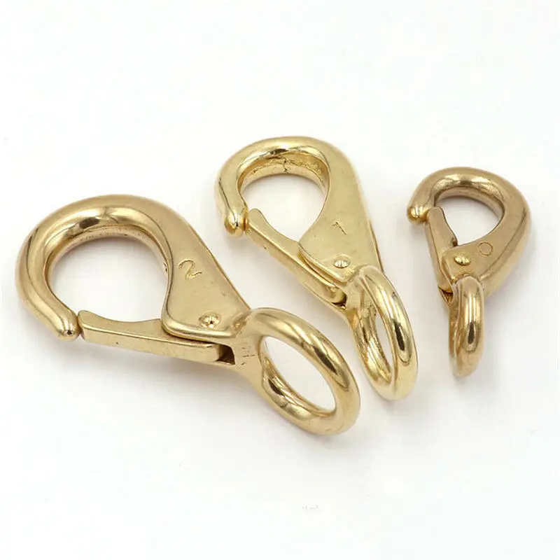 

1 x Solid brass snap hook fixed eye trigger clasp for leather craft bag strap belt horse gear marine pet rope leashes clips