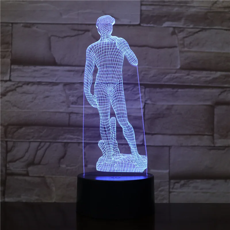 Светодиодный ночсветильник с 3D изображением Микеланджело Давида декоративная