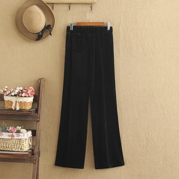 

2019 New Gold Velvet Wide-leg Pants High Waist Drape Loose Loose Straight Mop Thick Velvet Casual Women's Pants Autumn And Winte