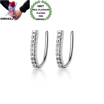 

OMHXZJ Wholesale EA665 European Fashion Fine Woman Girl Party Birthday Wedding Gift U AAA Zircon 18KT White Gold Clip Earrings