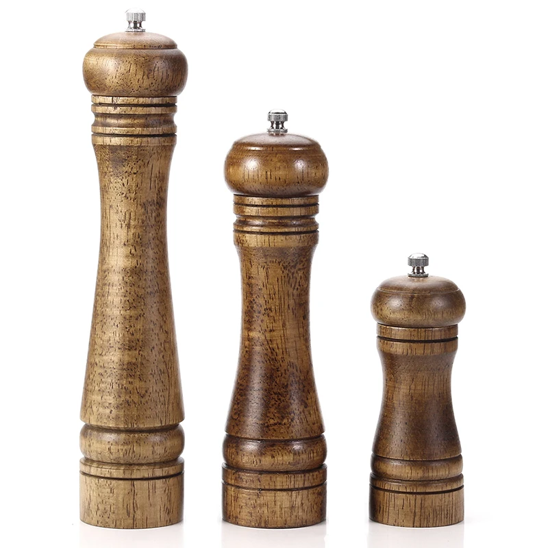 Konco Wood Pepper Grinder,Salt and Pepper Mill with Strong Adjustable  Ceramic Mill Hand Shaker Spice Grinders Kitchen Tool