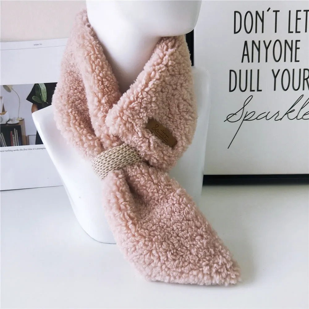 

2020 New Winter Spring Black Pink White Faux Fake Fur Collar Scarf Foulard Femme Solid Color Neck Warmer Scarves for Women Men