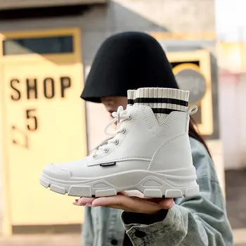 

Ankle Boots for Women 2020 winter Motorcycle Boots Thick Heel PlatfoAnkle Brm Shoes Woman Slip on Round Toe Fashion Boots